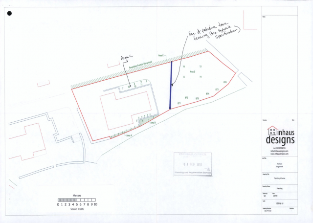 Line of protective tree fencing