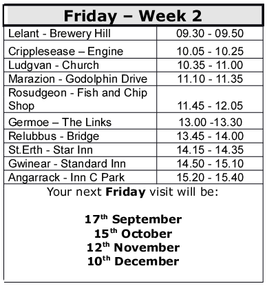 Angarrack Mobile library dates Sep-Dec 2021 Angarrack Mobile library dates Sep-Dec 2021